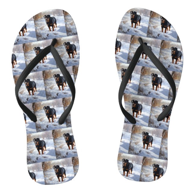 Rottweiler Let It Snow Christmas Flip Flops (Footbed)