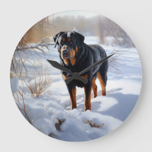 Rottweiler Let It Snow Christmas Large Clock