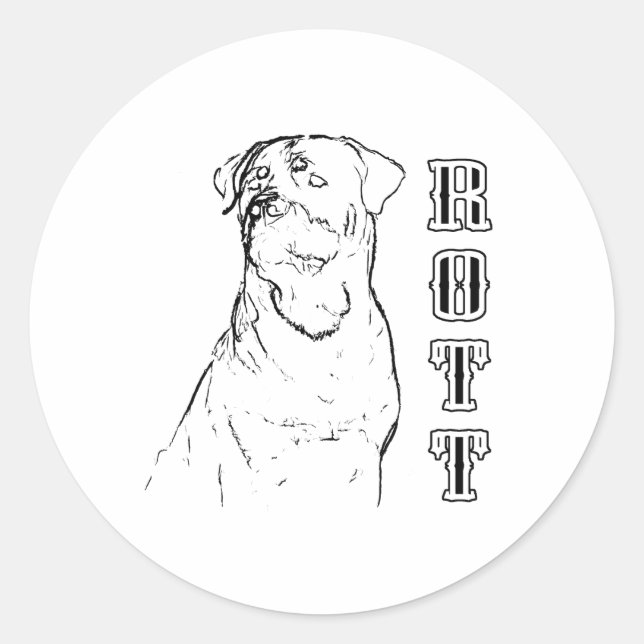 Rottweiler Line Drawing Classic Round Sticker (Front)