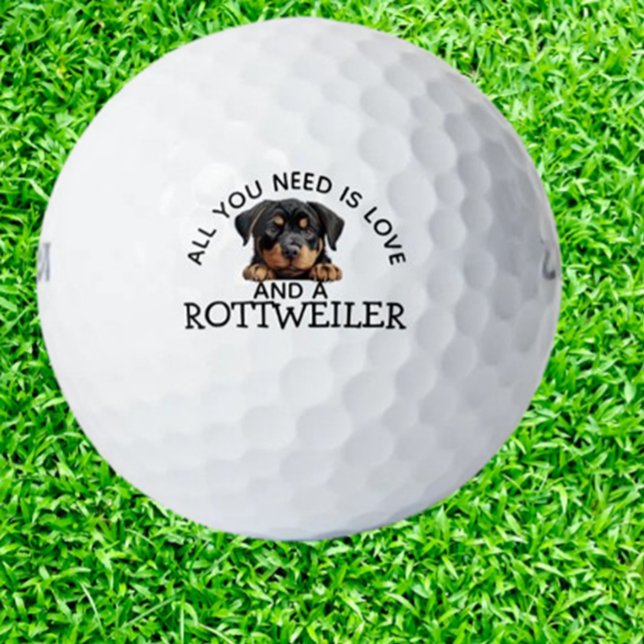 Rottweiler Loving Golfer Golf Balls (Show your love for Rottweilers on the golf course with these unique golfer golf balls.)