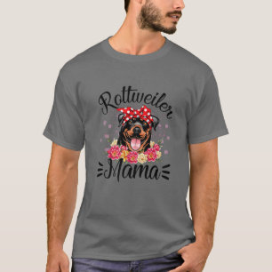 Rottweiler Mama Florals Cute Dog Mom Mother's Day T-Shirt
