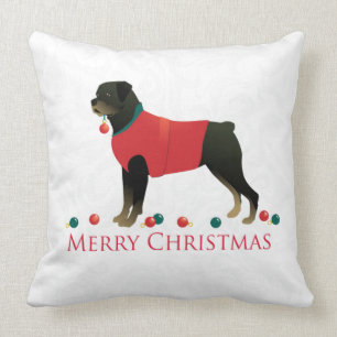 Rottweiler Merry Christmas Design Throw Pillow