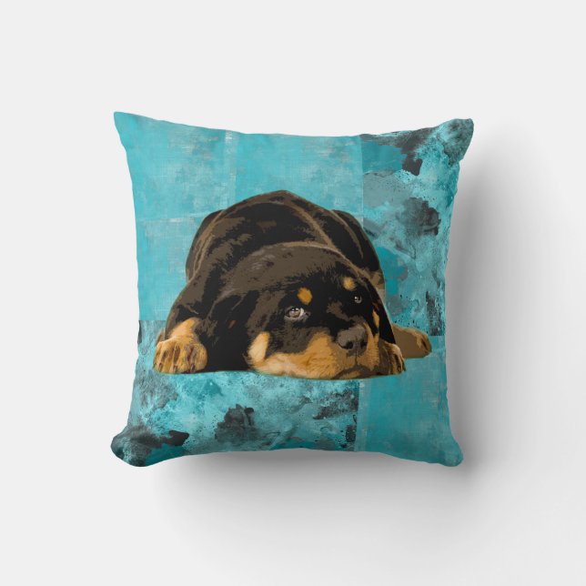 Rottweiler  - Metzgerhund Puppy Throw Pillow (Front)