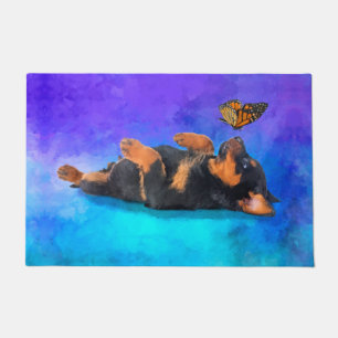 Rottweiler  - Metzgerhund Puppy with butterfly Doormat