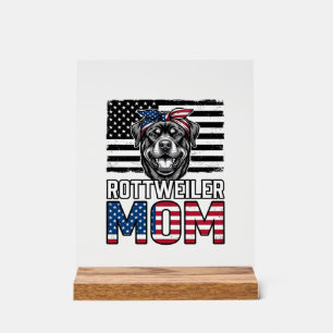 Rottweiler Mom Patriotic Vintage Dog Shirt Design_ Acrylic Sign