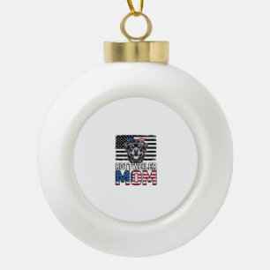 Rottweiler Mom Patriotic Vintage Dog Shirt Design_ Ceramic Ball Christmas Ornament