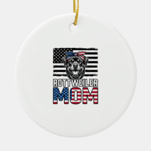 Rottweiler Mom Patriotic Vintage Dog Shirt Design_ Ceramic Ornament