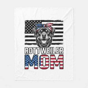Rottweiler Mom Patriotic Vintage Dog Shirt Design_ Fleece Blanket
