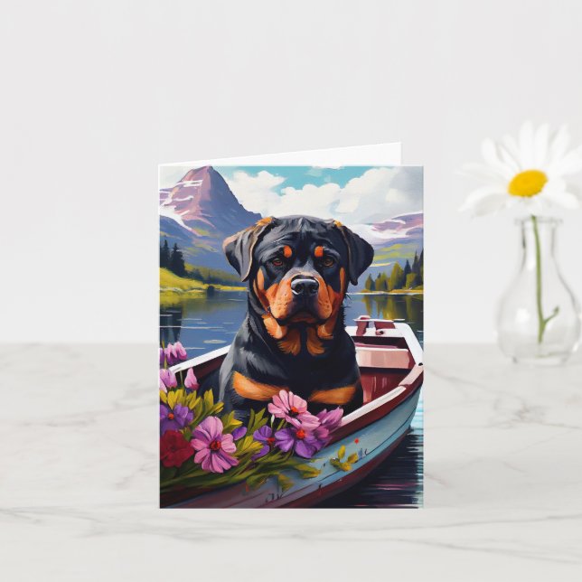 Rottweiler on a Paddle: A Scenic Adventure Card (Small Plant)