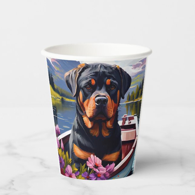 Rottweiler on a Paddle: A Scenic Adventure Paper Cups (Front)