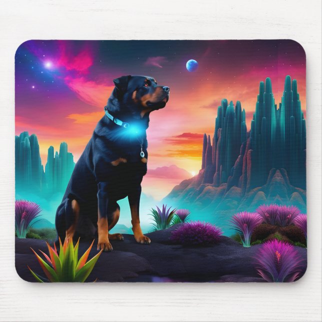 Rottweiler on an Alien World Mouse Pad (Front)