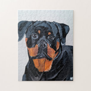 Rottweiler Painting by Alfred Fox Jigsaw Puzzle