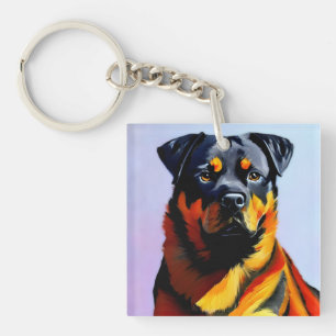 Rottweiler painting keychain