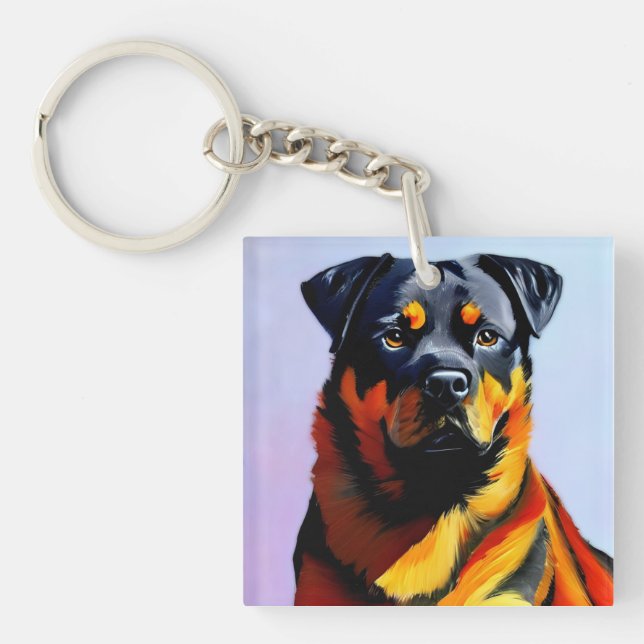 Rottweiler painting keychain (Front)