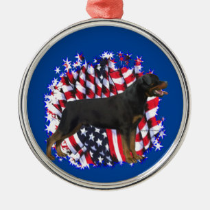 Rottweiler Patriot Metal Ornament