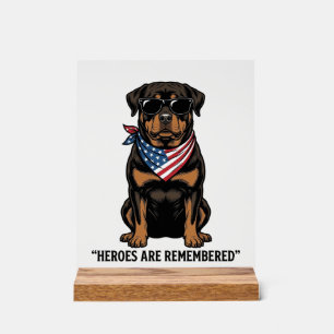 Rottweiler Patriotique Chien Héros Design Vintage_