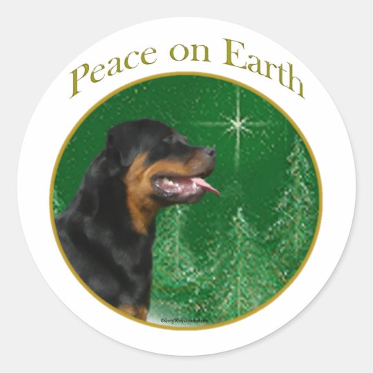 Rottweiler Peace Classic Round Sticker