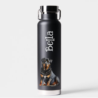 Rottweiler Personalize Dog's Name, Cute Rottie Water Bottle