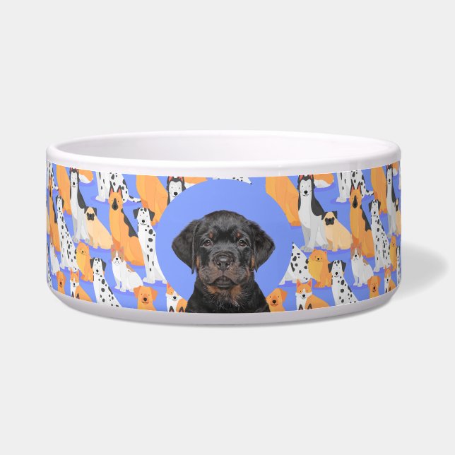 Rottweiler Personalized Photo & Name Dog Bowl (Front)