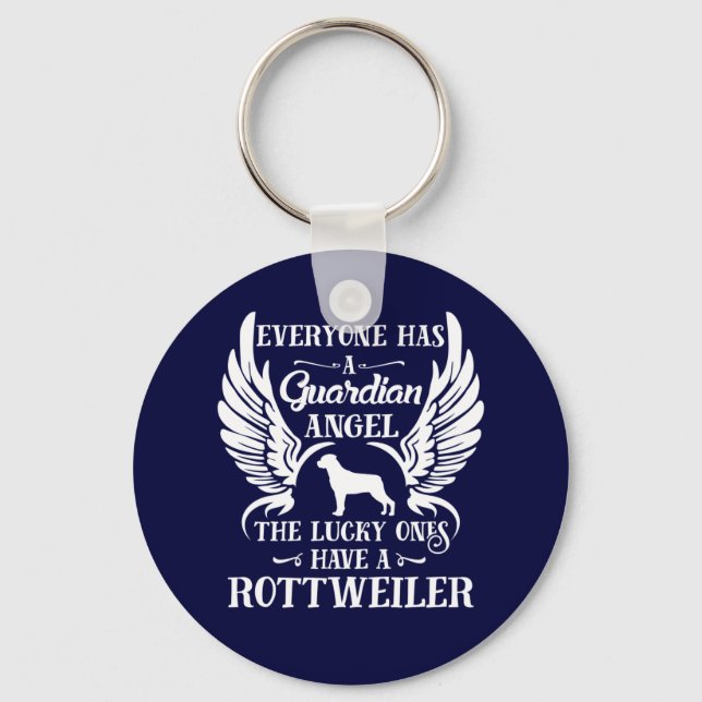 Rottweiler pet dog guardian angel keychain (Front)