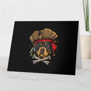 Rottweiler Pirate Dog Halloween Jolly Roger Gift . Card