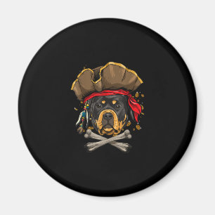 Rottweiler Pirate Dog Halloween Jolly Roger Gift . Magnet