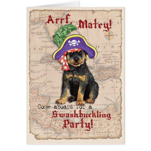 Rottweiler Pirate Invitation (Front)