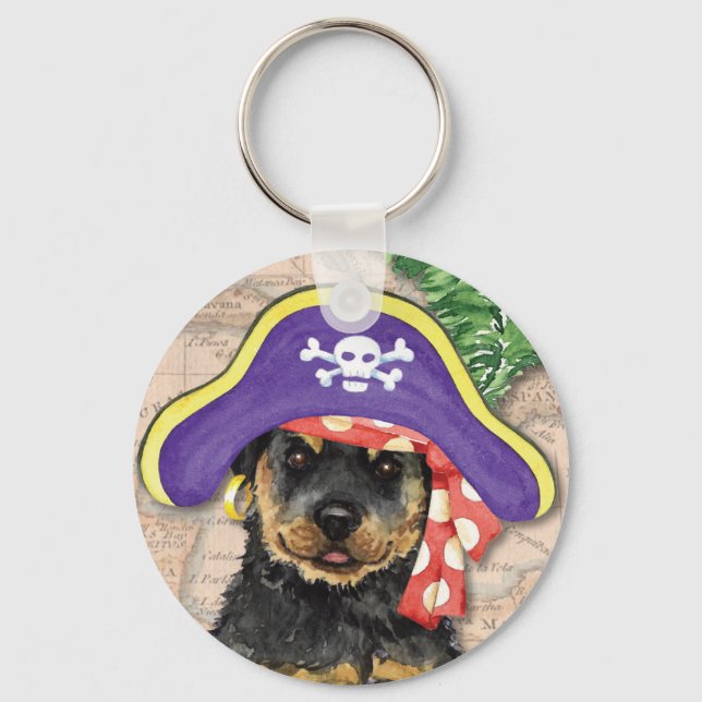 Rottweiler Pirate Keychain (Front)