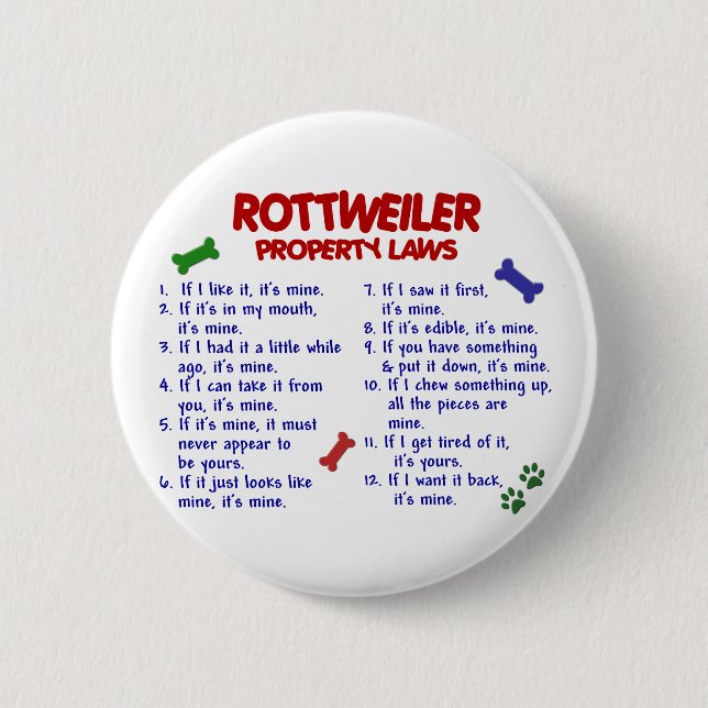 ROTTWEILER Property Laws 2 Inch Round Button (Front)