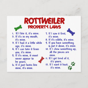 ROTTWEILER Property Laws 2 Postcard