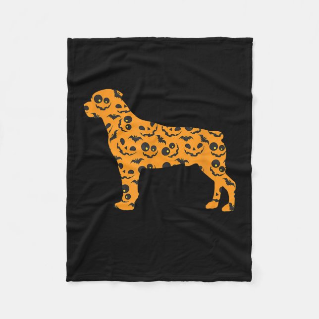 Rottweiler Pumpkin Bat Shape Funny Scary Halloween Fleece Blanket (Front)