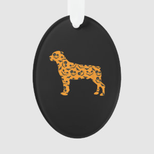 Rottweiler Pumpkin Bat Shape Funny Scary Halloween Ornament
