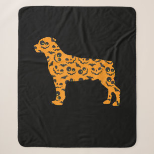 rottweiler pumpkin bat shape funny scary halloween sherpa blanket