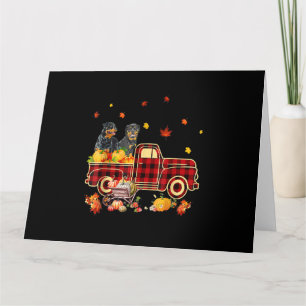 Rottweiler Pumpkin Truck Fall Leaf Thanksgiving Card