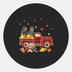 Rottweiler Pumpkin Truck Fall Leaf Thanksgiving Classic Round Sticker