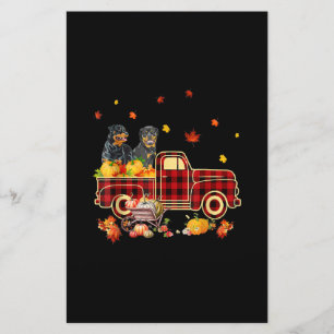 Rottweiler Pumpkin Truck Fall Leaf Thanksgiving Stationery