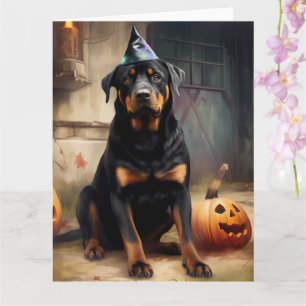 Rottweiler Pumpkins Halloween Scary  Card