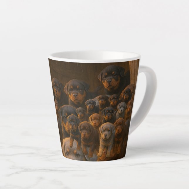 Rottweiler Puppies  Latte Mug (Right Angle)