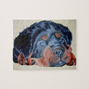 Rottweiler Puppy Artistic Pet Portrait Jigsaw Puzzle