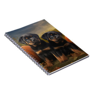 Rottweiler Puppy Autumn Delight Pumpkin Notebook