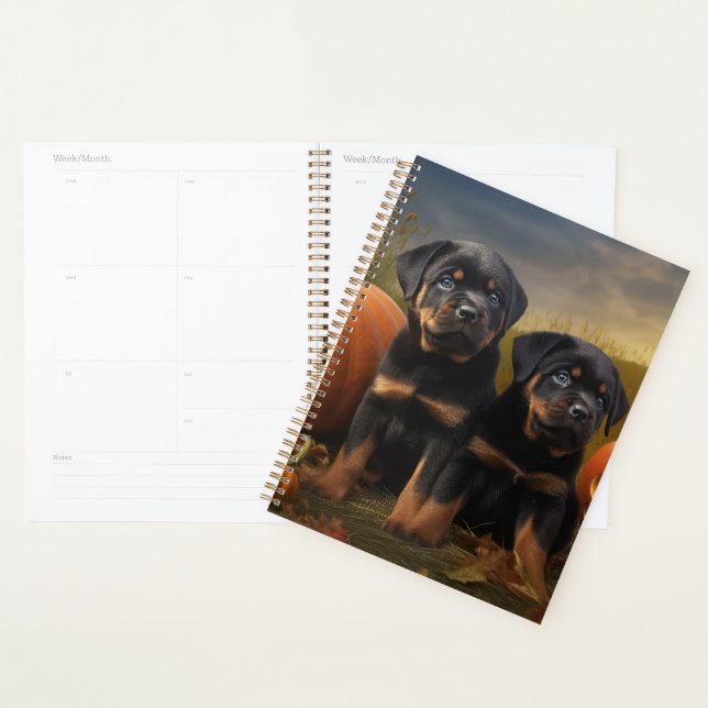 Rottweiler Puppy Autumn Delight Pumpkin Planner (Display)
