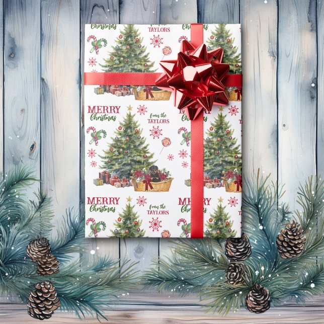 Rottweiler Puppy Basket Under the Tree Wrapping Paper (Creator Uploaded)