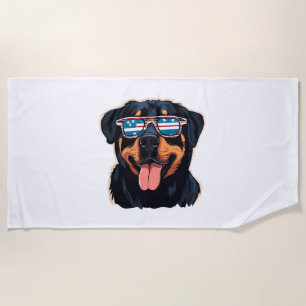 Rottweiler Puppy Beach Towel