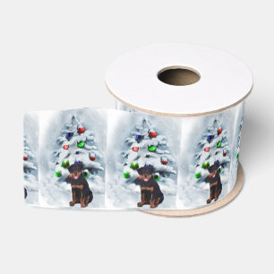 Rottweiler Puppy Christmas Grosgrain Ribbon