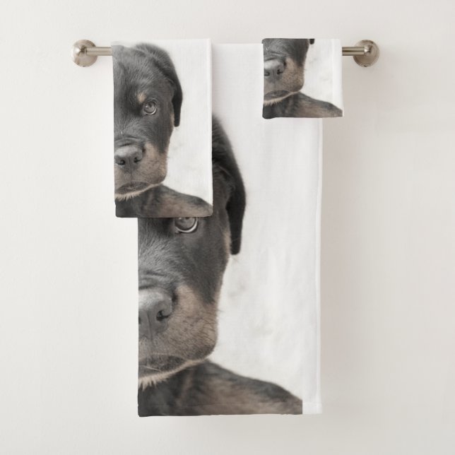 Rottweiler puppy dog towel set (Insitu)