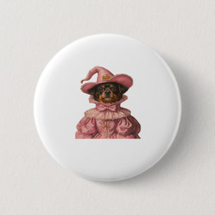 Rottweiler Puppy Dressed as a Pink Witch – Cute Ha 2 Inch Round Button