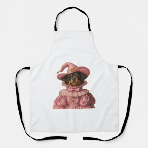 Rottweiler Puppy Dressed as a Pink Witch ? Cute Ha Apron