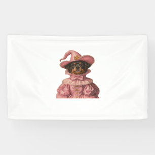 Rottweiler Puppy Dressed as a Pink Witch – Cute Ha Banner