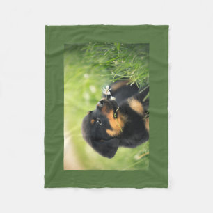 Rottweiler Puppy Fleece Blanket