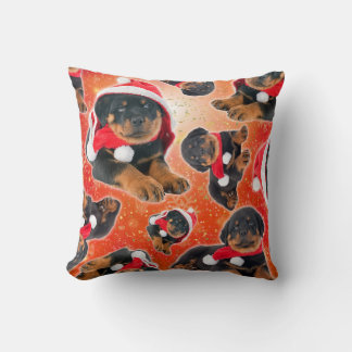 Rottweiler Puppy Funny Christmas Throw Pillow